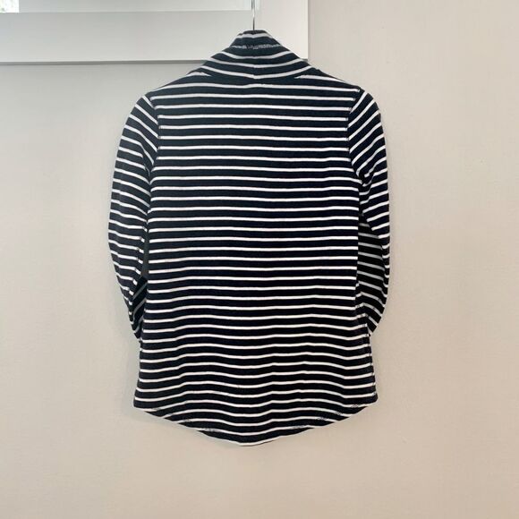 J CREW striped top pockets long sleeves drawstring collar women’s sz XS - Picture 2 of 7